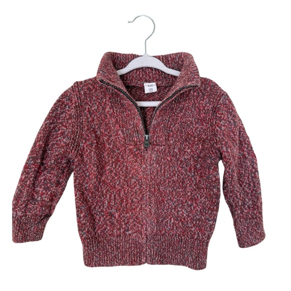 Gap Half Zip Knit Sweater Heather Red Toddler Boy Size 2T - Picture 1 of 6
